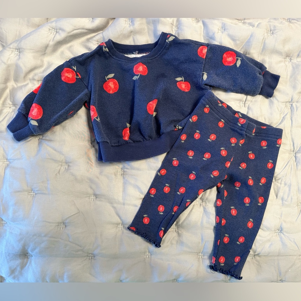 Carter's Navy Blue Apple Print Sweatshirt & Leggings Set